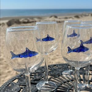 Blue Shark Wine Glass Set Of 6.